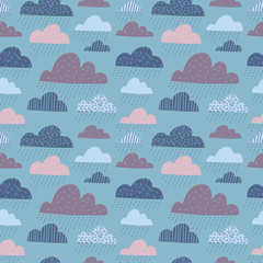 Cute funny clouds seamless pattern