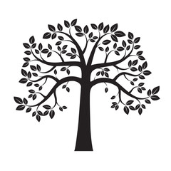 Shape of Black Tree. Vector Illustration.