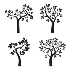 Set of Black Trees. Vector Illustration.