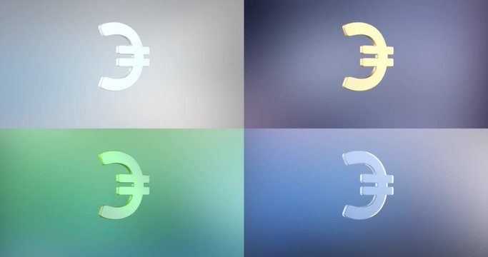 Animated Euro 3d Icon Loop Modules for edit with alpha matte
