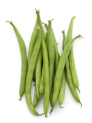 Green beans handful isolated on white background cutout