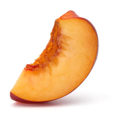 Nectarine fruit slice isolated on white background close up