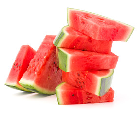 Sliced ripe watermelon isolated on white background cutout