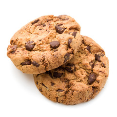Chocolate cookies isolated on white background cutout