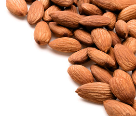 almond nuts isolated on white background close up