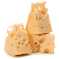 Cheese block isolated on white background cutout