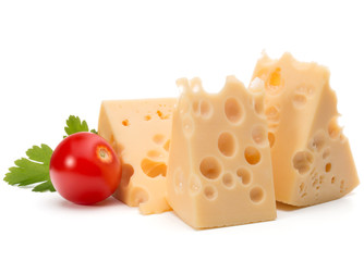 Cheese block isolated on white background cutout