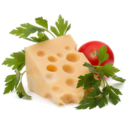 Cheese block isolated on white background cutout