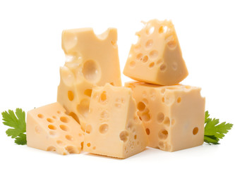 Cheese block isolated on white background cutout
