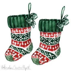 Fototapete Aquarell Abbildungen Watercolor Christmas Clipart - Socks  © nataliahubbert