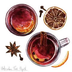 Poster Watercolor Food Clipart - Mulled wine © nataliahubbert