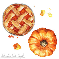 Watercolor Food Clipart - Pumpkin Pie