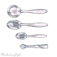 Watercolor Kitchenware Clipart - Cutlery