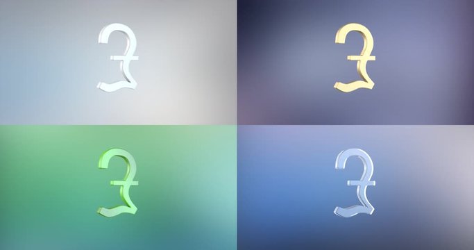 Animated Great Britain Pound 3d Icon Loop Modules for edit with alpha matte
