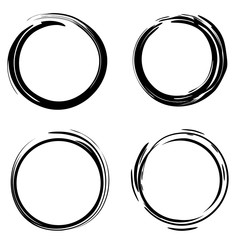 Hand drawn scribble circles. Black sloppy circle on a white background. Logo design elements. Vector illustration