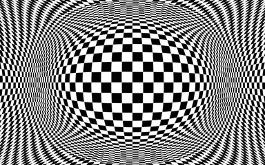 Abstract optical illusion illustration.  Black and white checkers © ludibarrs