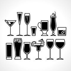 set of flat glass icons