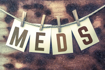 Meds Concept Pinned Stamped Cards on Twine Theme
