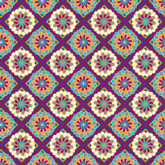 Seamless Floral Pattern, National Ornament, Tiled Floor and Wall