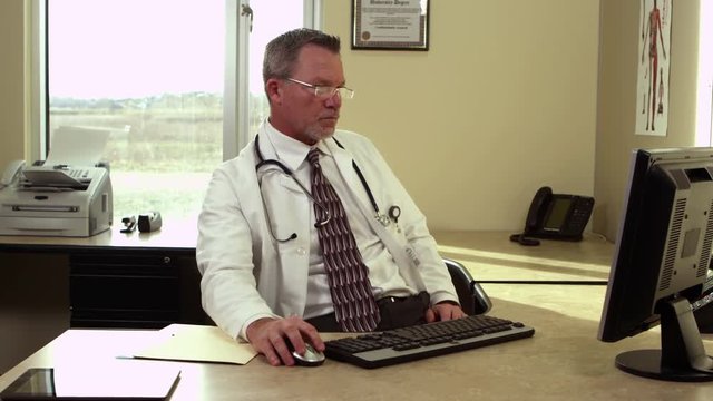 Doctor working on computer