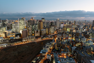 Fototapeta na wymiar Osaka Skyline view from the Umeda Sky Building. 