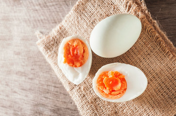 Egg on natural wooden