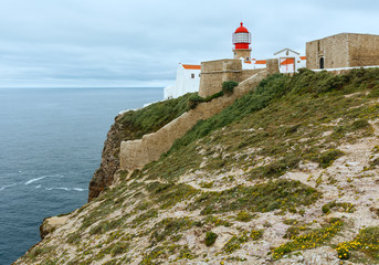 Fototapeta na wymiar Lighthouse on cape, Algarve, Portugal.