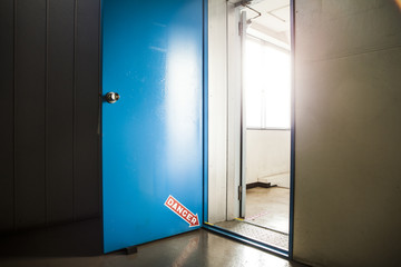 Blue door, danger