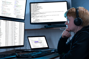 Boy Looking At Computer Screen