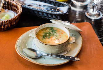 rassolnik soup in a bowl