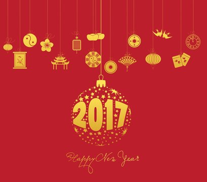 Chinese new year 2017 with christmas ball