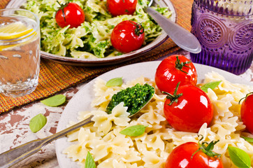 Homemade pasta farfalle
