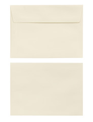 cream envelope isolated on white background with Clipping Paths