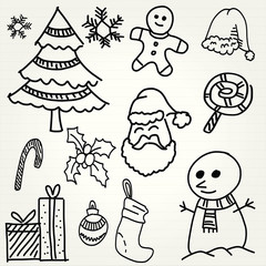 Christmas hand drawn set