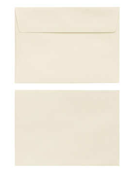 cream envelope isolated on white background with Clipping Paths