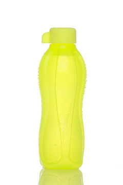 green drinking water bottle