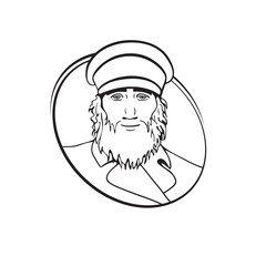 bearded man in retro clothing logo vector illustration