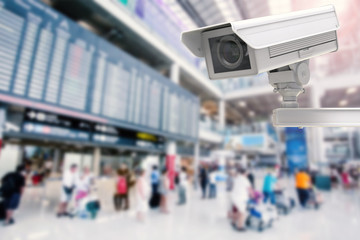 cctv camera or security camera on airport background