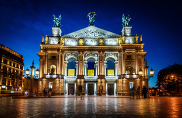 Fototapeta na wymiar Solomiya Krushelnytska State Academic Opera and Ballet Theatre in Lviv, Ukraine