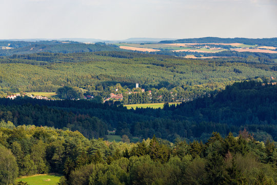 czech landscape known as Czech Canada with village