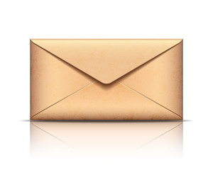 Old envelope, isolated on white.