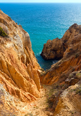 Fototapeta na wymiar Atlantic rocky coast (Ponta da Piedade, Lagos, Algarve, Portugal