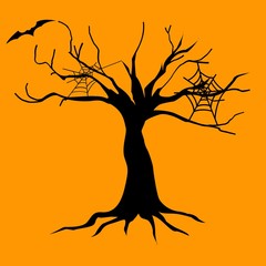 Halloween illustration on yellow background