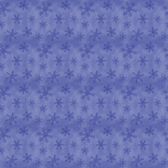 アナログ手書き・水彩風雪の結晶　ランダム柄シームレス（繰り返し）パターン　紺系