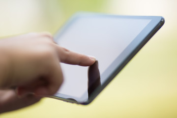 Woman Use Tablet at Park