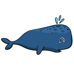 Hand drawn , whale cartoon