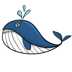 Hand drawn , whale cartoon