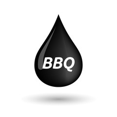 Isolated oil drop icon with    the text BBQ