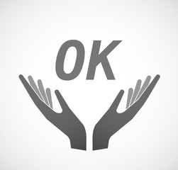 Isolated hands offering icon with    the text OK