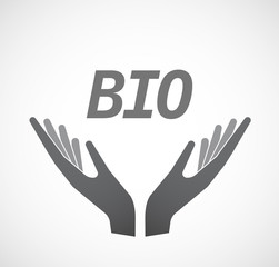 Isolated hands offering icon with  the text  BIO
